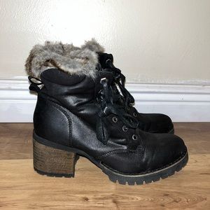 Steve Madden Comfort Faux Fur Trim Heeled Boots Size 8.5